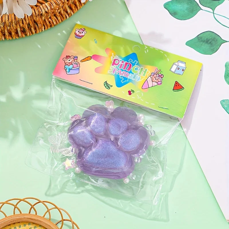 1Pc Squishy Transparent Cat Claws Squeeze Toys Kids Adult Soft Pinch Pop Fidget Toys with Butterfly Beads Halloween Christmas