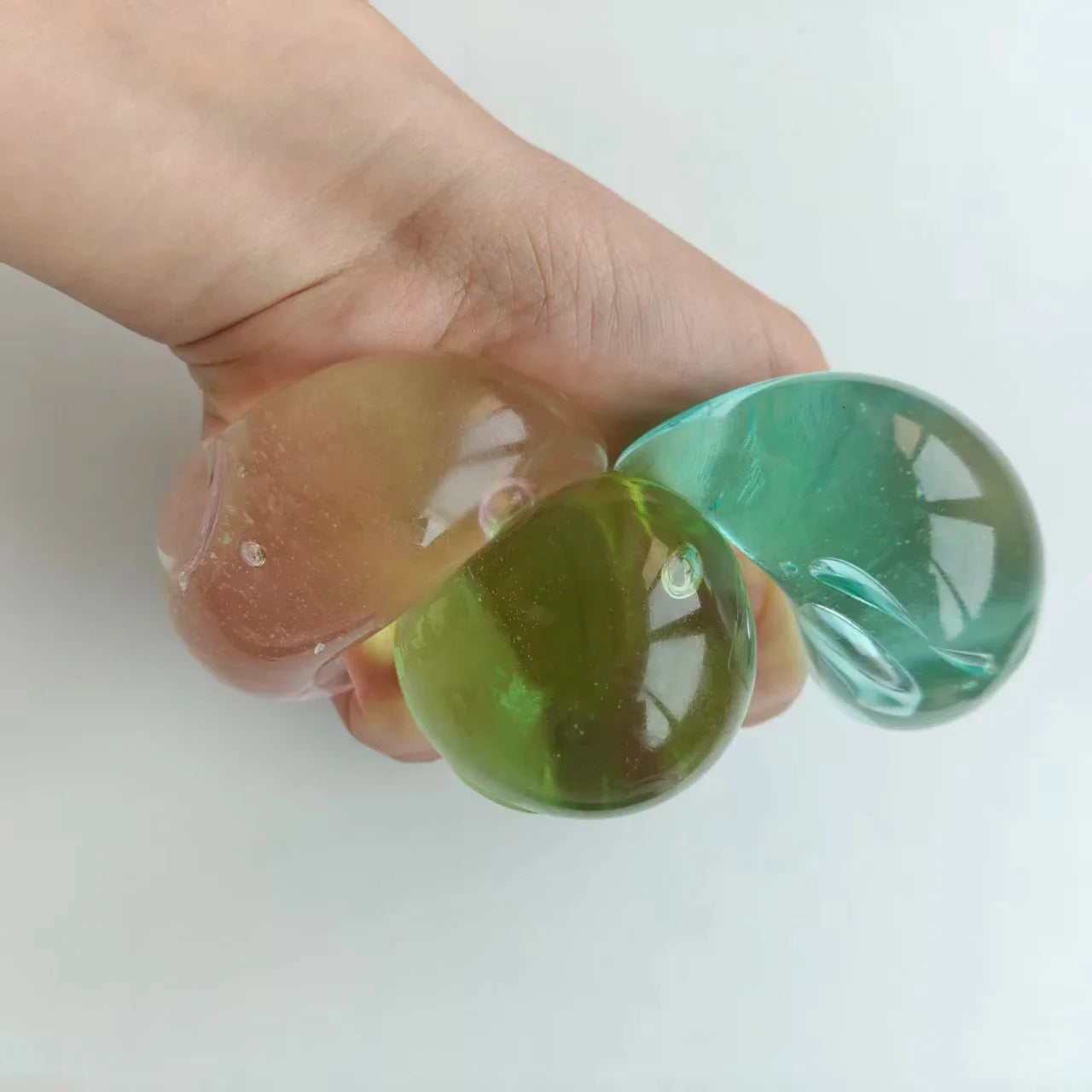 Blue/Green Needoh Squishy Toy Transparent Stress Ball Slow Rebound Squeeze Toy Healing Aesthetic Sensory Fidget Toy for Kids