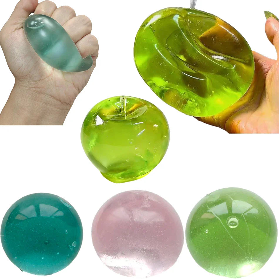 Blue/Green Needoh Squishy Toy Transparent Stress Ball Slow Rebound Squeeze Toy Healing Aesthetic Sensory Fidget Toy for Kids