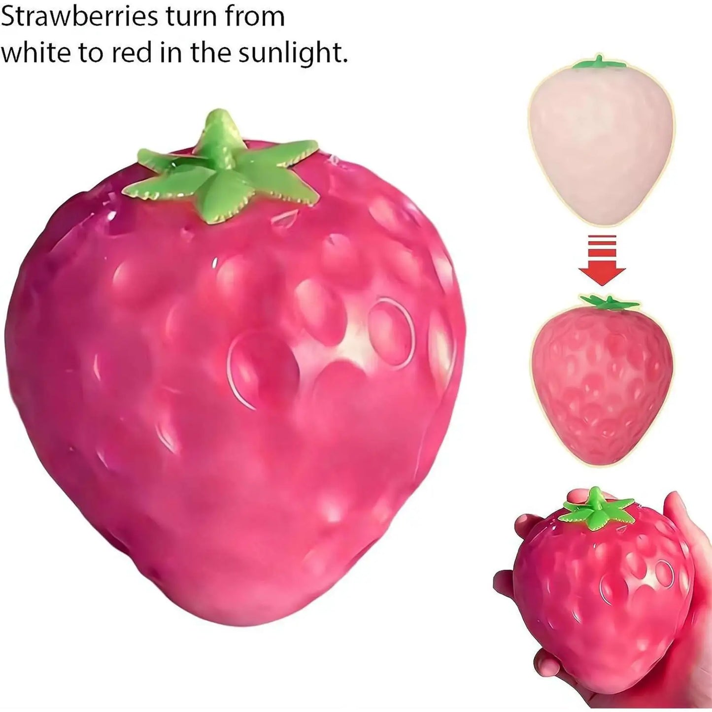 Color Changing Strawberry Squeeze Ball | Stress Relief Fidget Toy for Kids and Adults